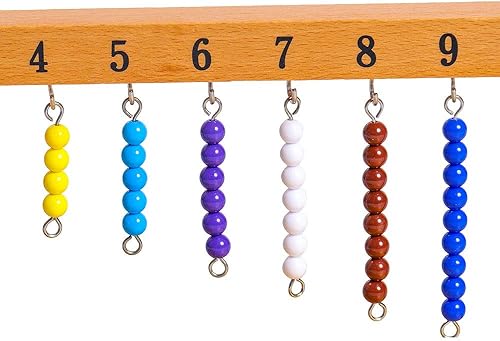 Miniatura 7 de Kghios Juguetes de matemáticas Montessori Materiales para niños pequeños de 1 a 20 años, percha de cuentas de color con cuentas, matemáticas