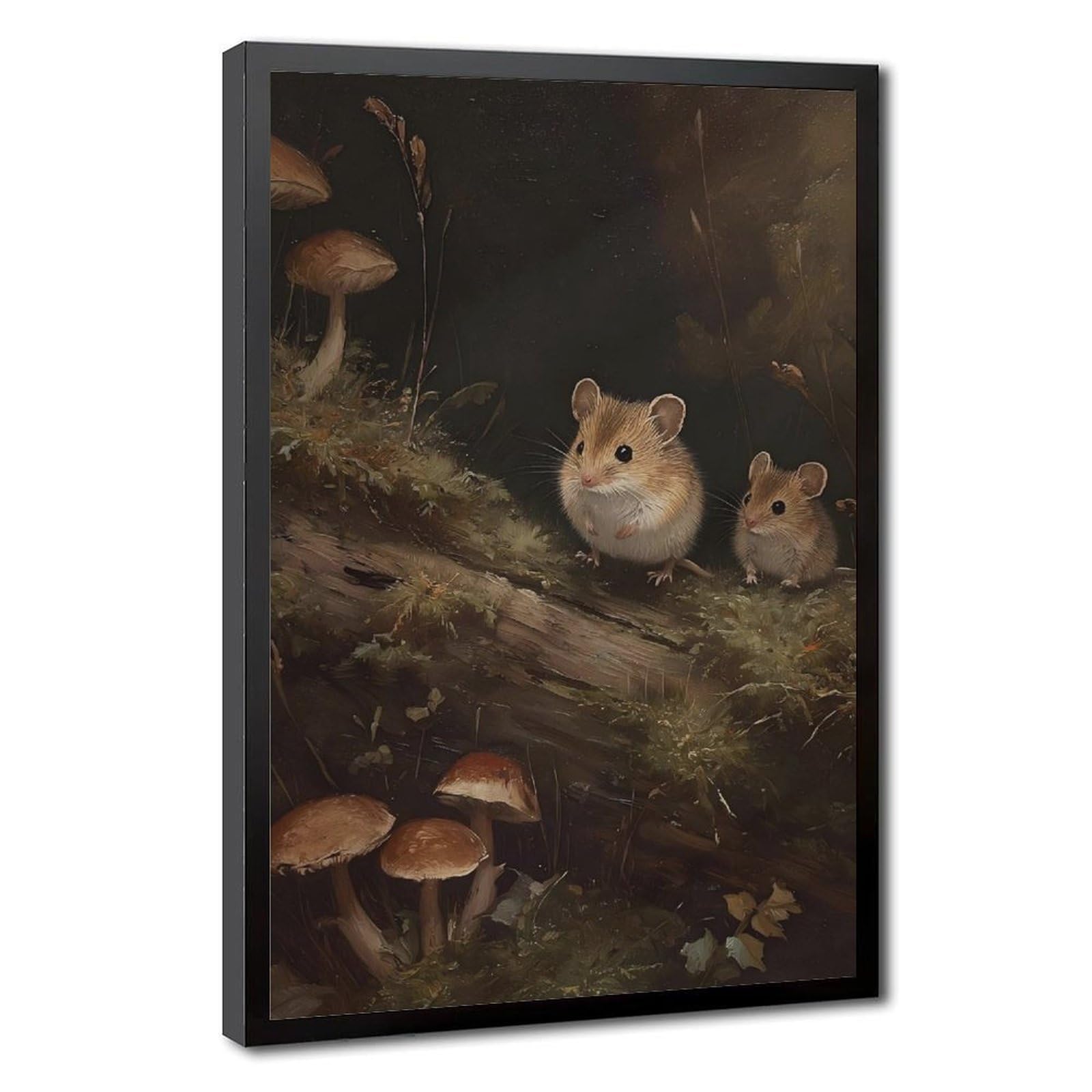 Bareronor Grey Whimsical Mouse (2) Canvas Poster Bedroom Decor Landscape Office Room Decor Gift 24" L X 36" W