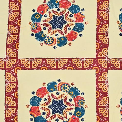 Image of 100% Cotton Single Bedsheet with 1 Pillow Cover | 240 TC Pure Cotton Flat Bed Sheet | Traditional Jaipuri Printed Bedding Set | Soft & Breathable | 60 x 90 Inch (Rangmahal Single 70)
