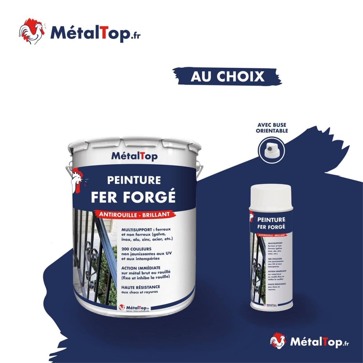 Metaltop - Peinture Fer Forge - Noir signalisation - RAL 9017-1 L - Protection antirouille durable avec finition soignée pour métal extérieur