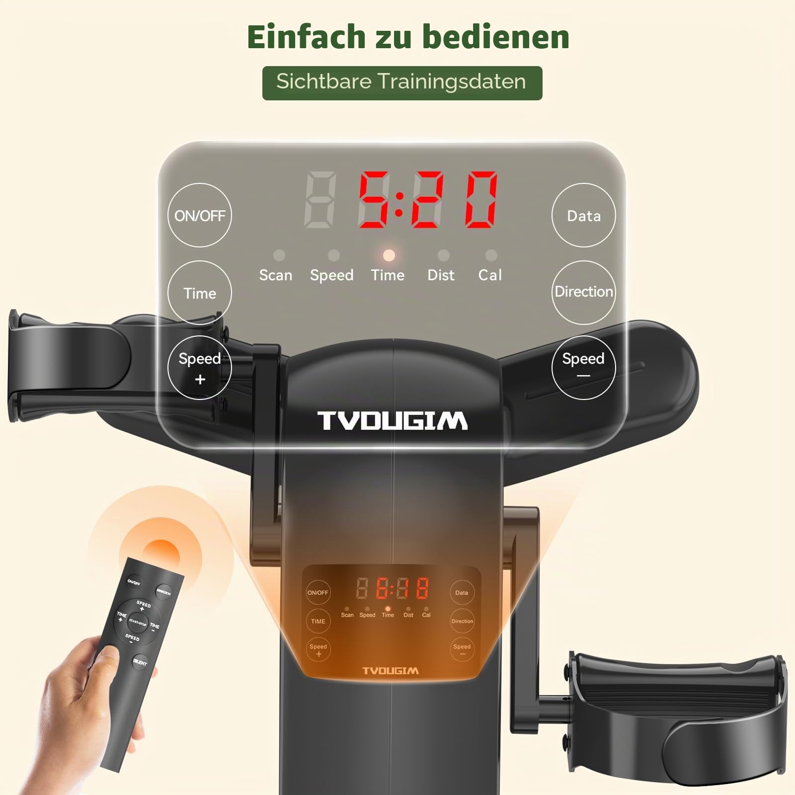 Pedaltrainer, Beintrainer für Zuhause, Leisem Motor, 12 Geschwindigkeitsstufen, Heimtrainer Senioren Zuhause Fitnessgeräte