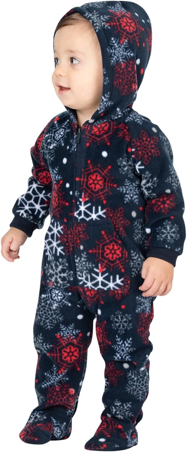 Footed Pajamas - Winter Whiteout Infant Hoodie Fleece One Piece - Infant - Small (Fits 0-3mos.)
