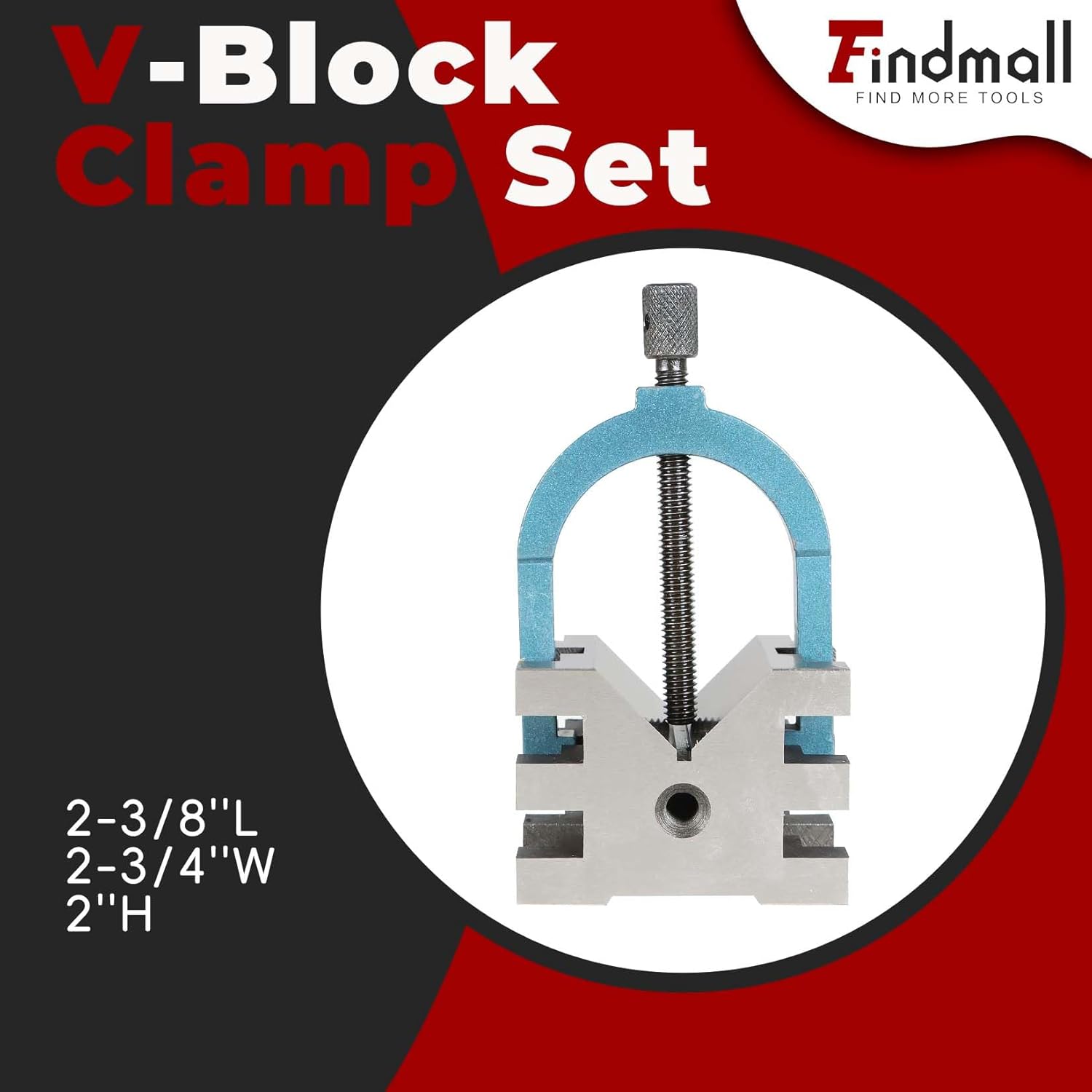 findmall 2-3/8 L X 2-3/4 W X 2 H Accuracy V-Block Clamp Set