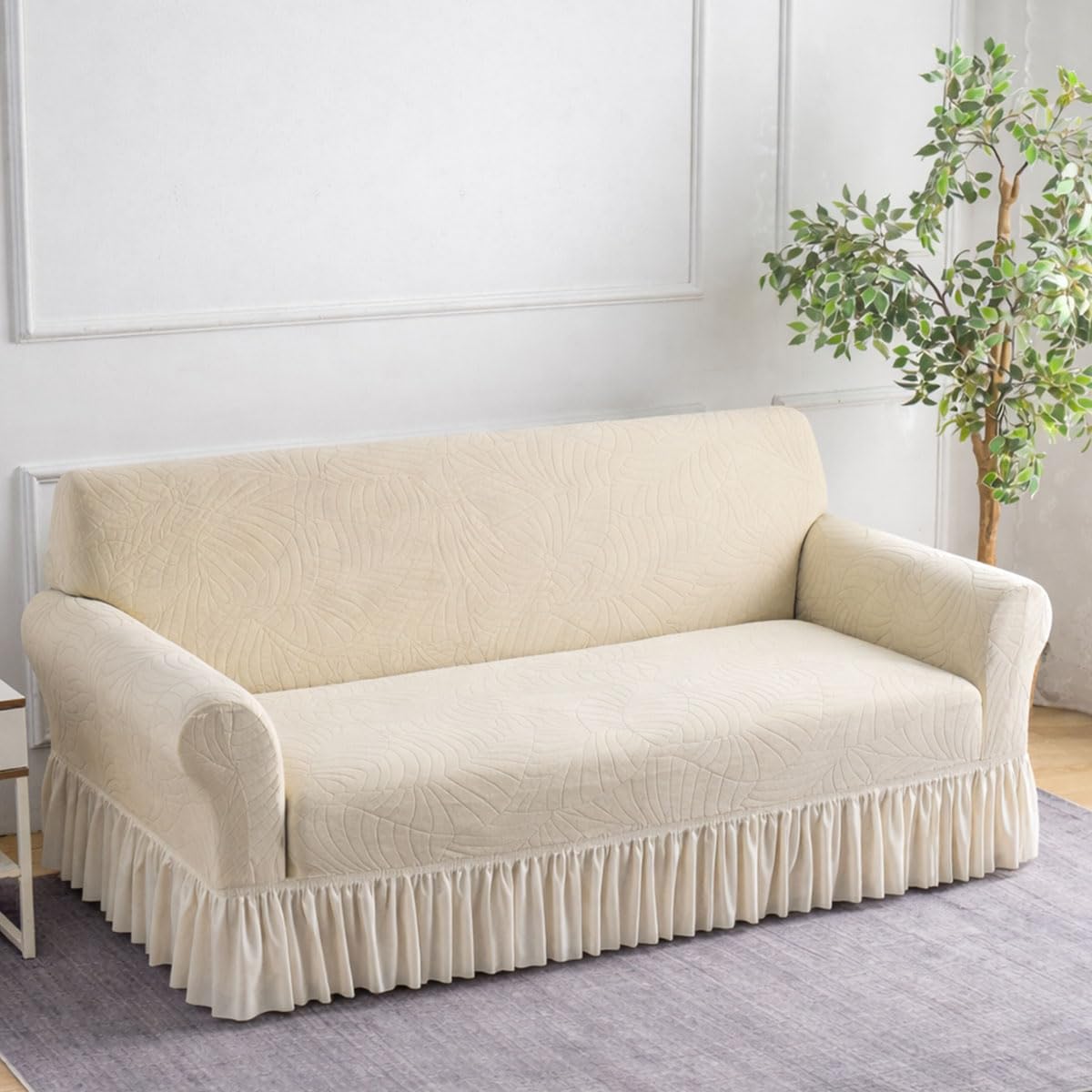 Copridivano Traspiranti, Copridivano Elasticizzati, Copridivano Morbidi A 1/2/3/4 Posti, Fodera Per Divano All-inclusive Con Gonna, Copridivano Universale, Protezione Per Mobili(Size:4 Seater,Color:C)