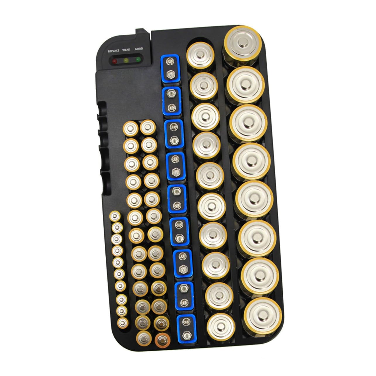 Hemobllo Scatola per Batterie Organizer con Diverse Dimensioni Supporto per Batterie Aaa Aa C Bottone con Tester Rimovibile