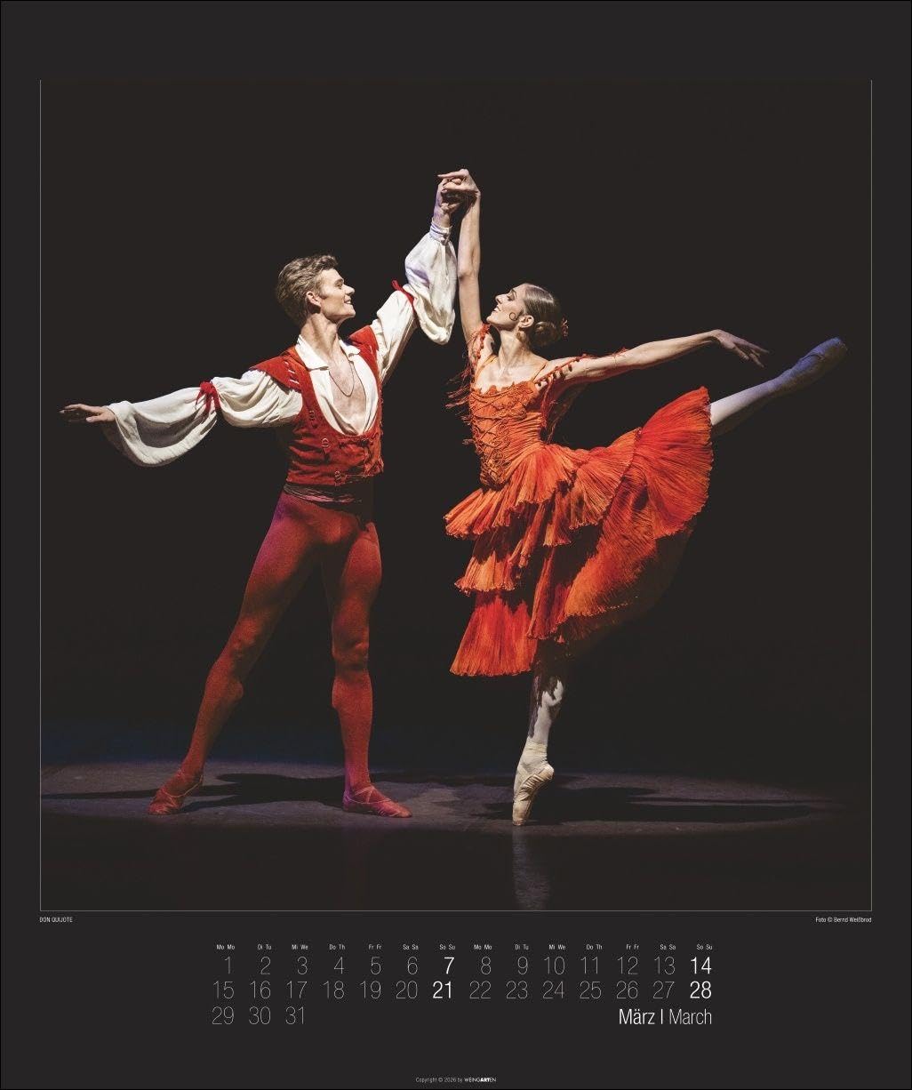 Stuttgarter Ballett Kalender 2027: Meisterfotograf Bernd Weißbrod setzt die Stars des berühmten Ballett-Ensembles perfekt in Szene. Ein Fotokalender für Tanzbegeisterte. 46x55 cm Hochformat.