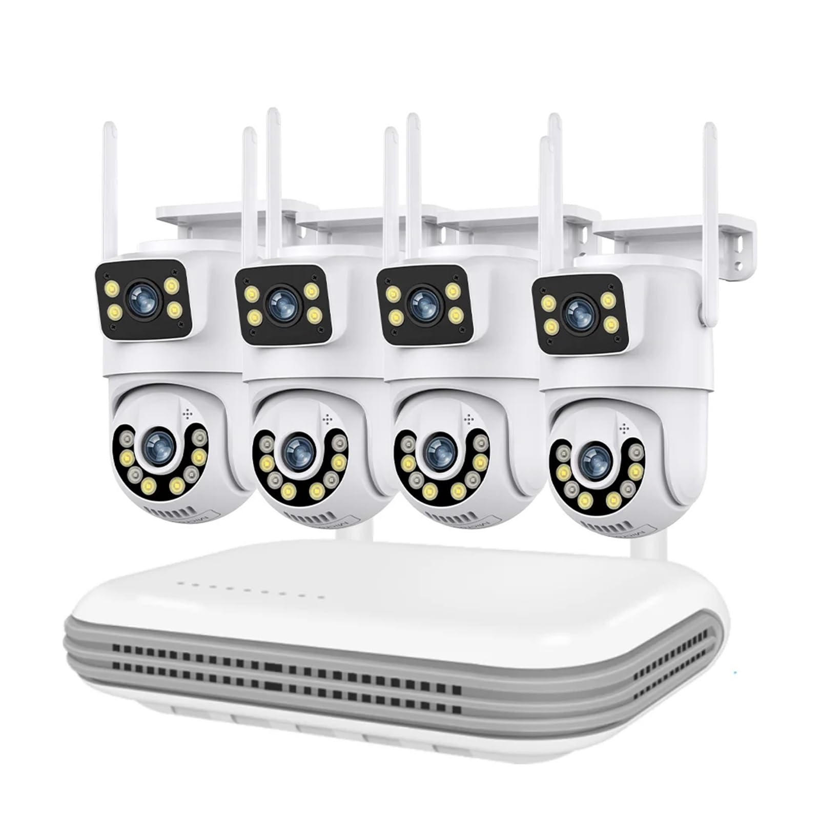 Dual Lens WiFi Surveillance System PTZ Two Way Audio Security Camera System 8CH NVR Video Surveillance Kit(None,NVR add 4PCS A29)