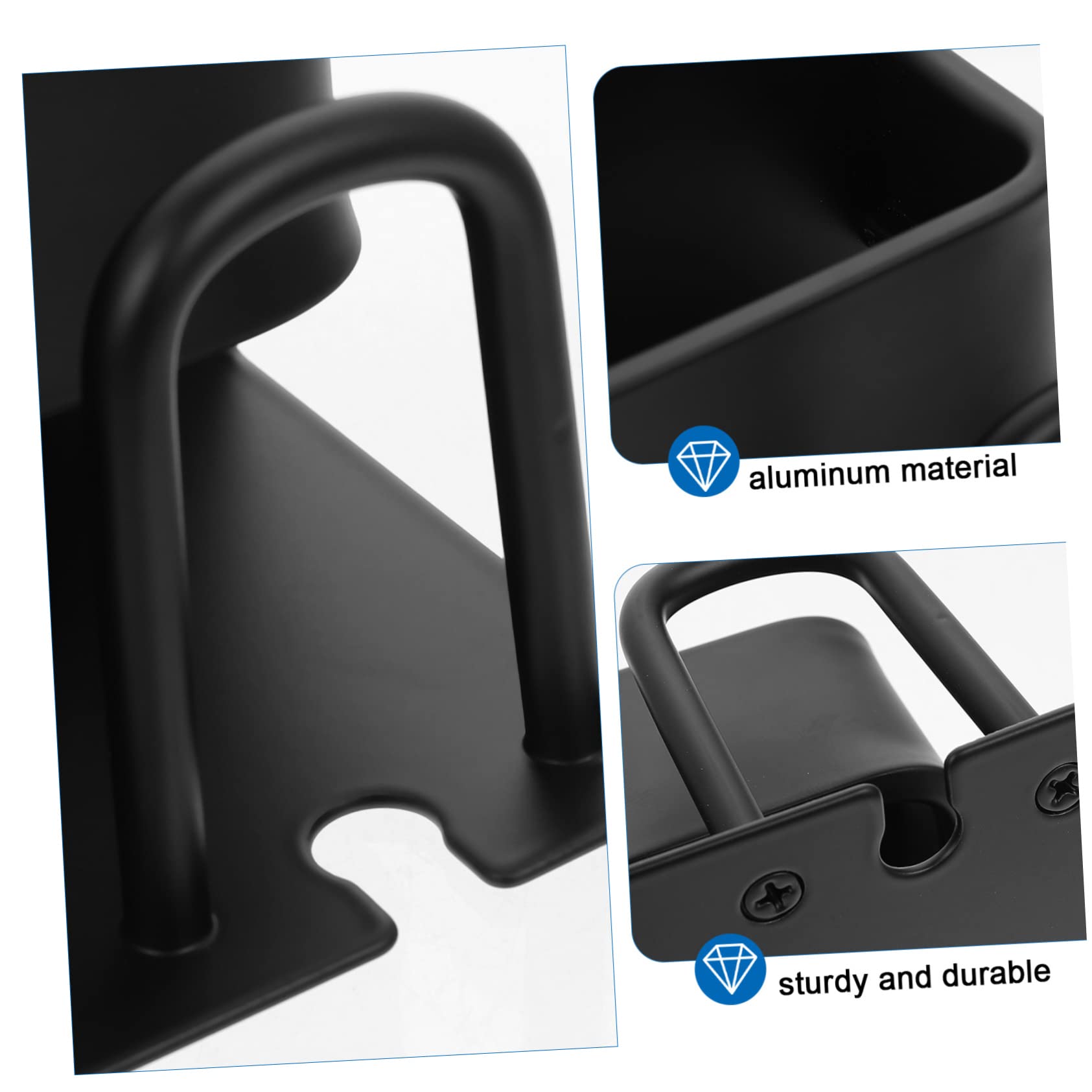 Portaspazzolino Asciuga Spazzolino da Parete in Alluminio Porta Dentifricio Nero e Tazza Drenante per Bagno e Showroom
