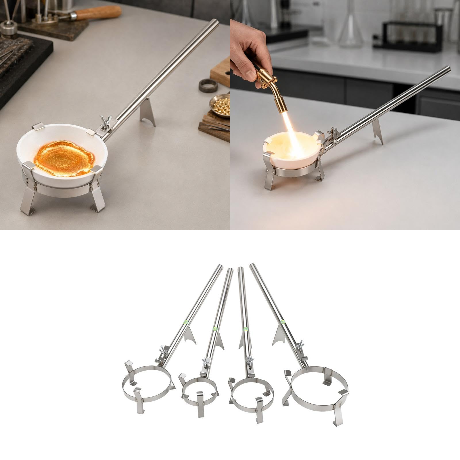 Qianly Crogiolo per Raffinazione dei Metalli, Strumento con Manico Lungo, Pratico Ed Ergonomico per Il Fai da Te, Morsetto per Crogiolo, Strumento per