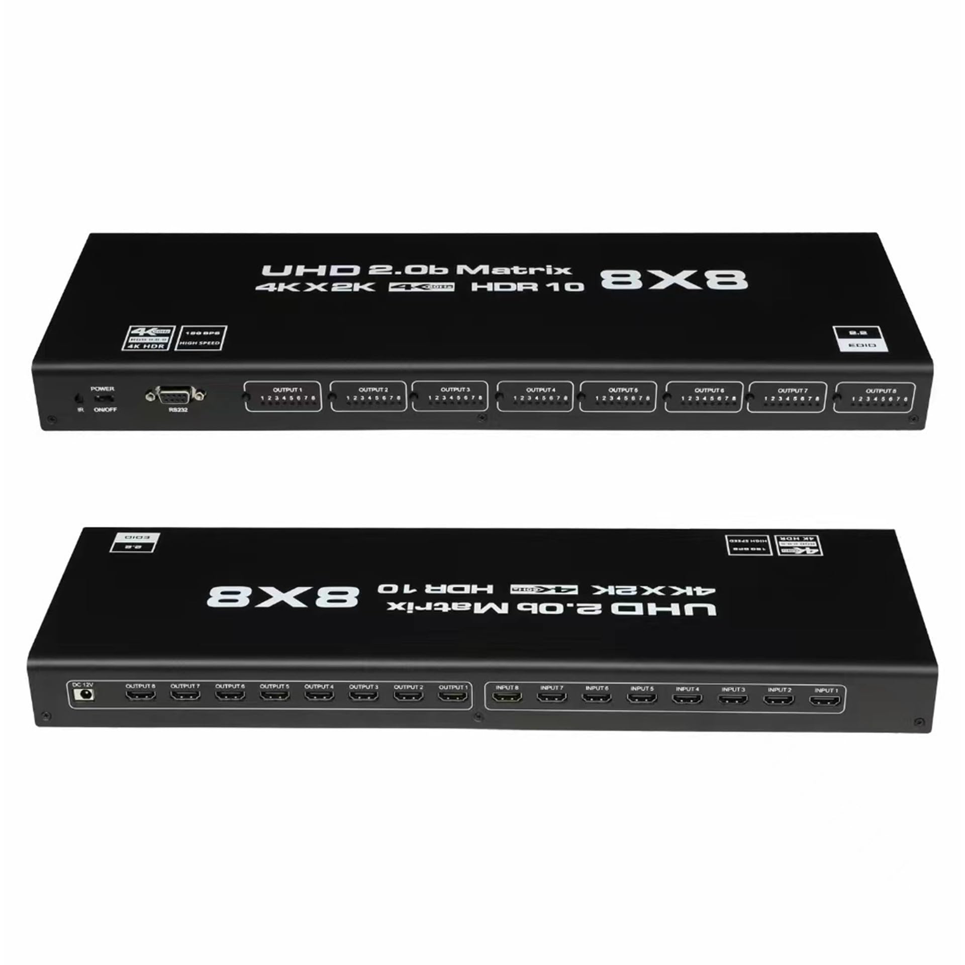HDMI2.0 HD Digital 8X8 Matrix, 4K/60HZ/1080P144HZ, 8X8 przełącznik rozdzielacz RS232 IR pilot do monitora PC do telewizora