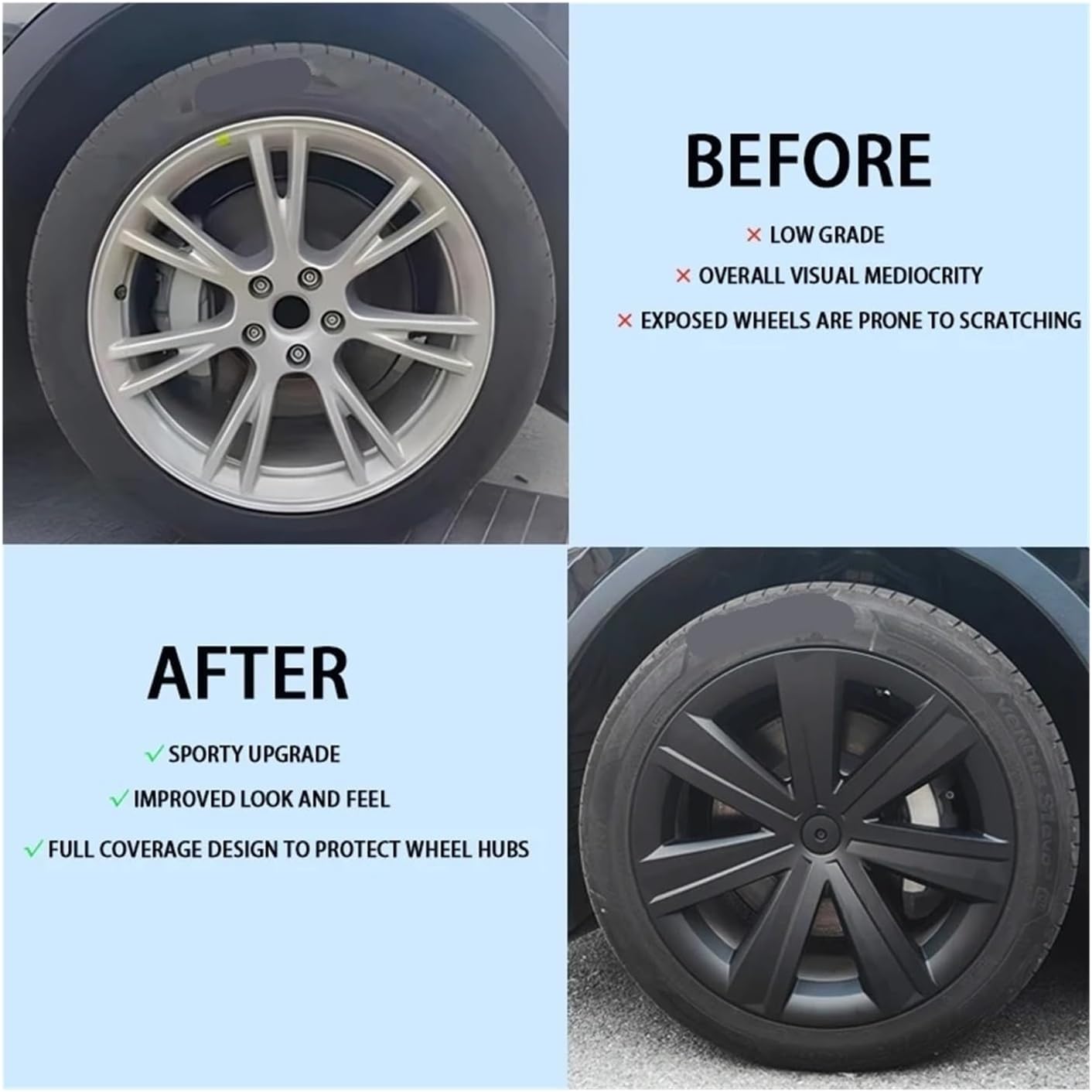 4PCS Hub Cap Compatible for Tesla Model Y 19 Inch Hubcap2018-2024 Wheel Cap Full Rim Cover for Gemini Wheel Parts Accessories(Bright Black and WHI)