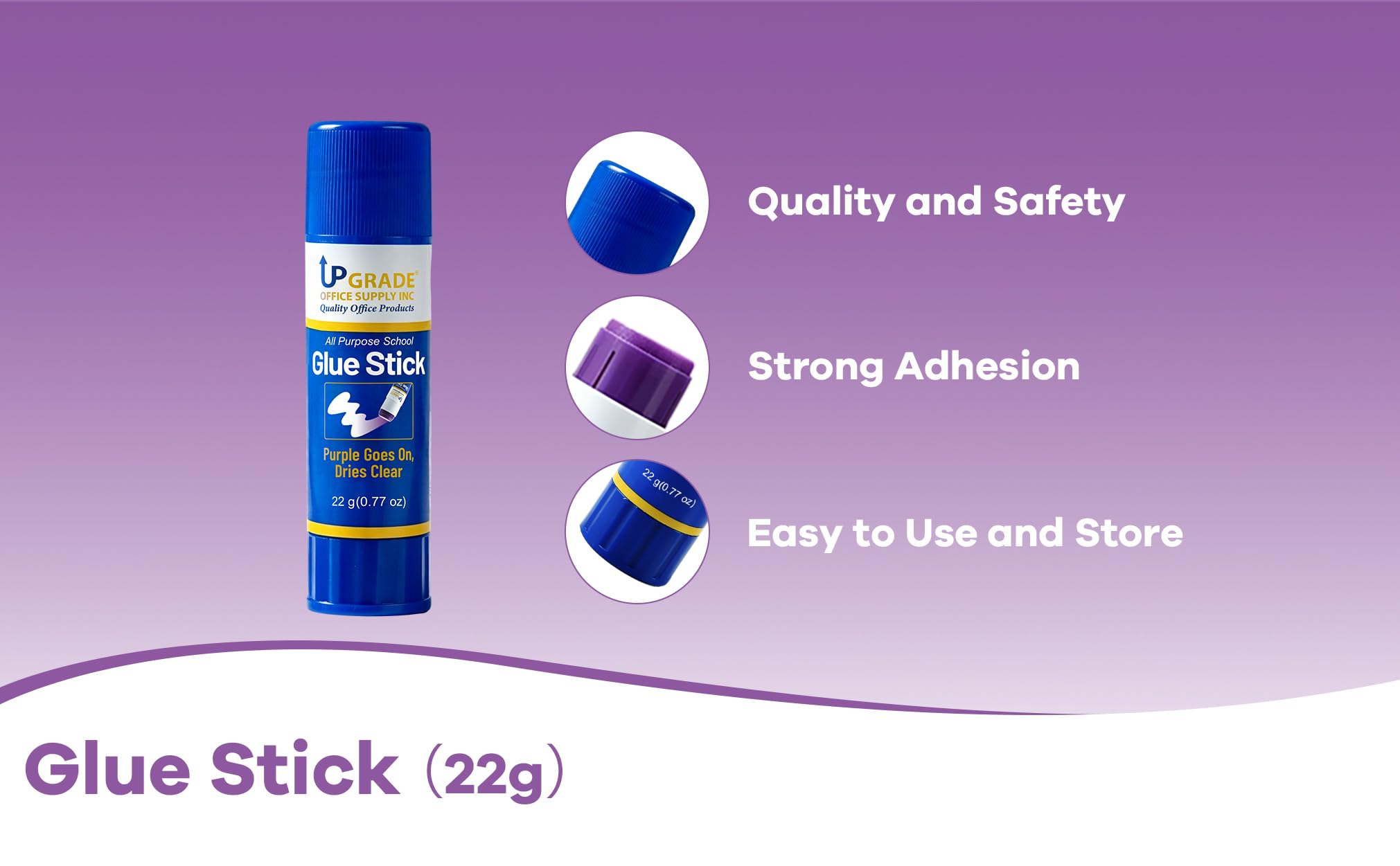 Purple Glue Sticks - 3 Count, Clear Drying -3