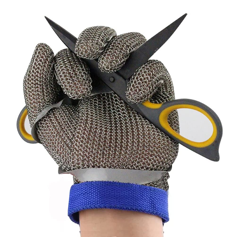 Kettenhandschuh Schnittfeste Handschuhe Aus Edelstahl In Lebensmittelqualität, Kettenhemdhandschuhe for Küchenchefs, Metzger, Tischler, Schneider (Size : A Pack of one/XL)