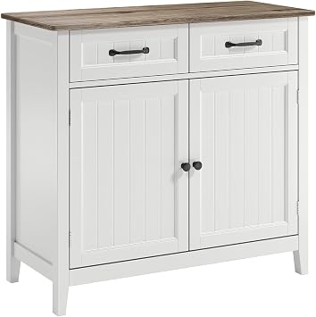 Bealife Kitchen Sideboard, Buffet Cabinet with 2 Drawers and 2 Doors, Kitchen Cabinet with Worktop for Living Room, Dining Room and Kitchen Gray