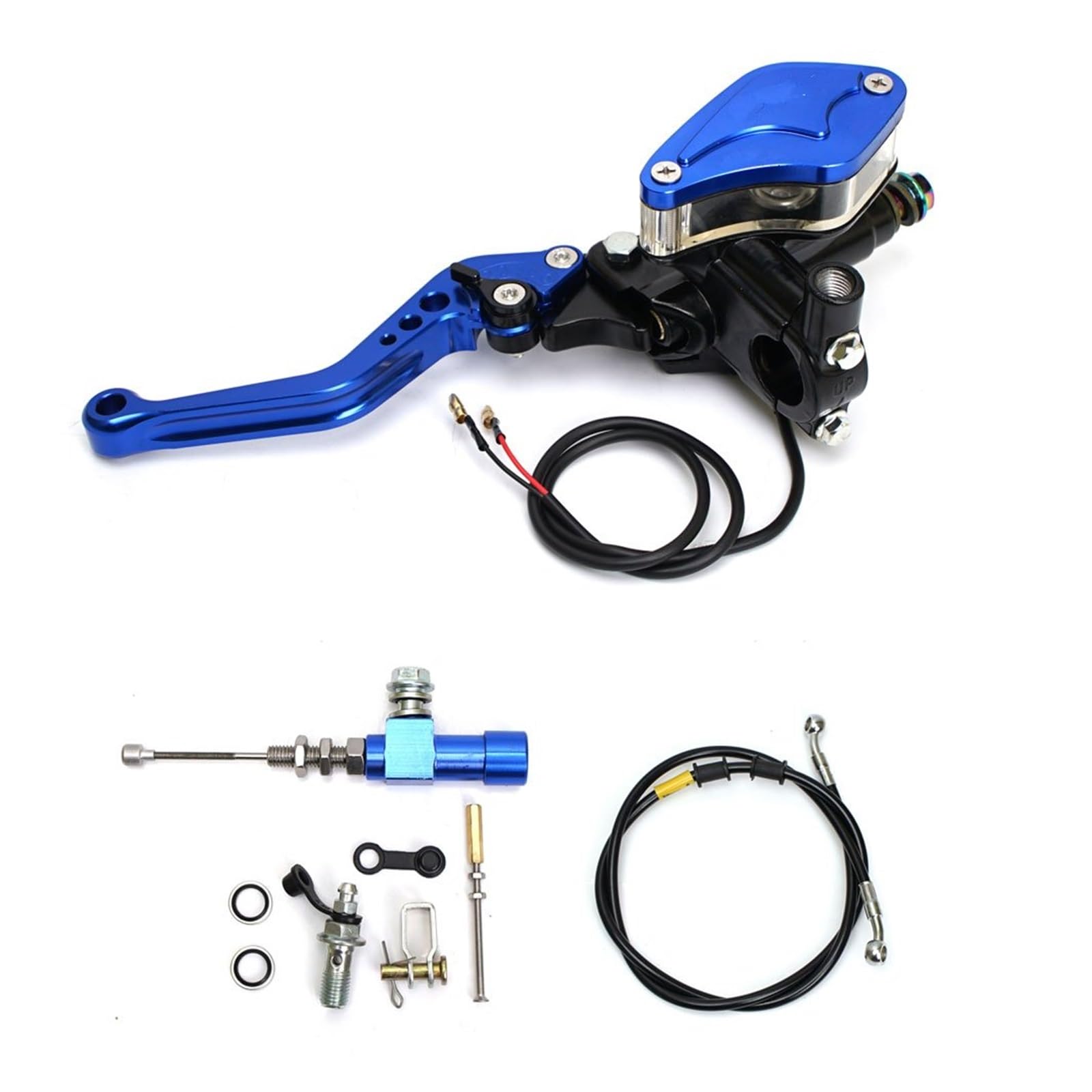 Pbqenxb Break and Clutch Levers 22mm Motorcycle CNC Hydraulic Clutch Kit Lever Master Cylinder Knitting Oil Hose(Blue)