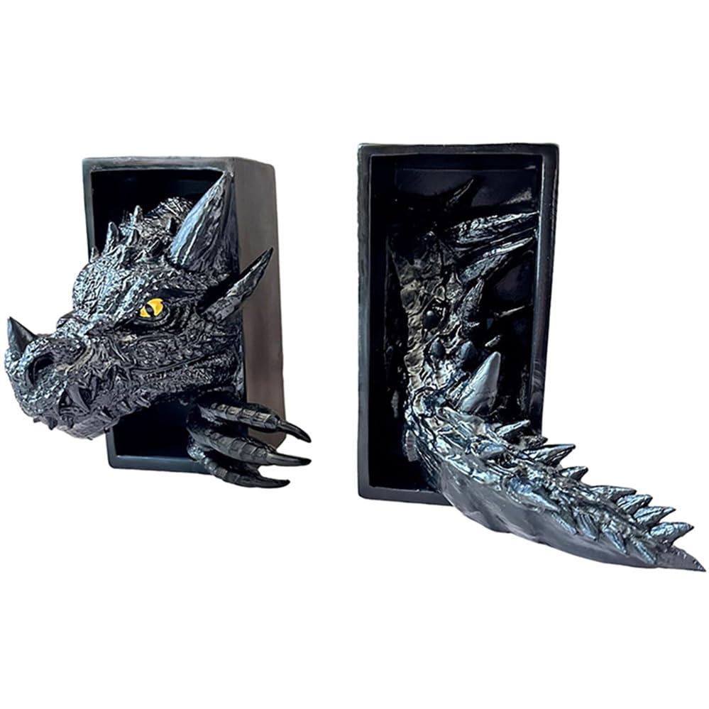 1. Sacchetto funzionale e decorativo. Questa maestosa statuetta di drago protegge i vostri libri e dona fascino fantasy a qualsiasi scaffale. Impedisce ai libri di scivolare e mostrare il tuo amore letterario con stile