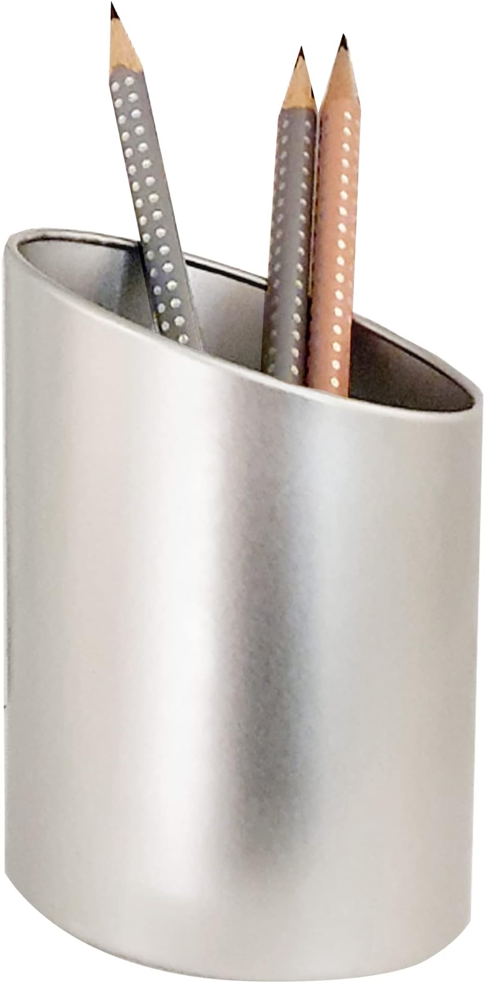 Diagonal Metal Mesh Pen Pencil Cup Holder Stand Office Desk Caddy Organizer, Silver
