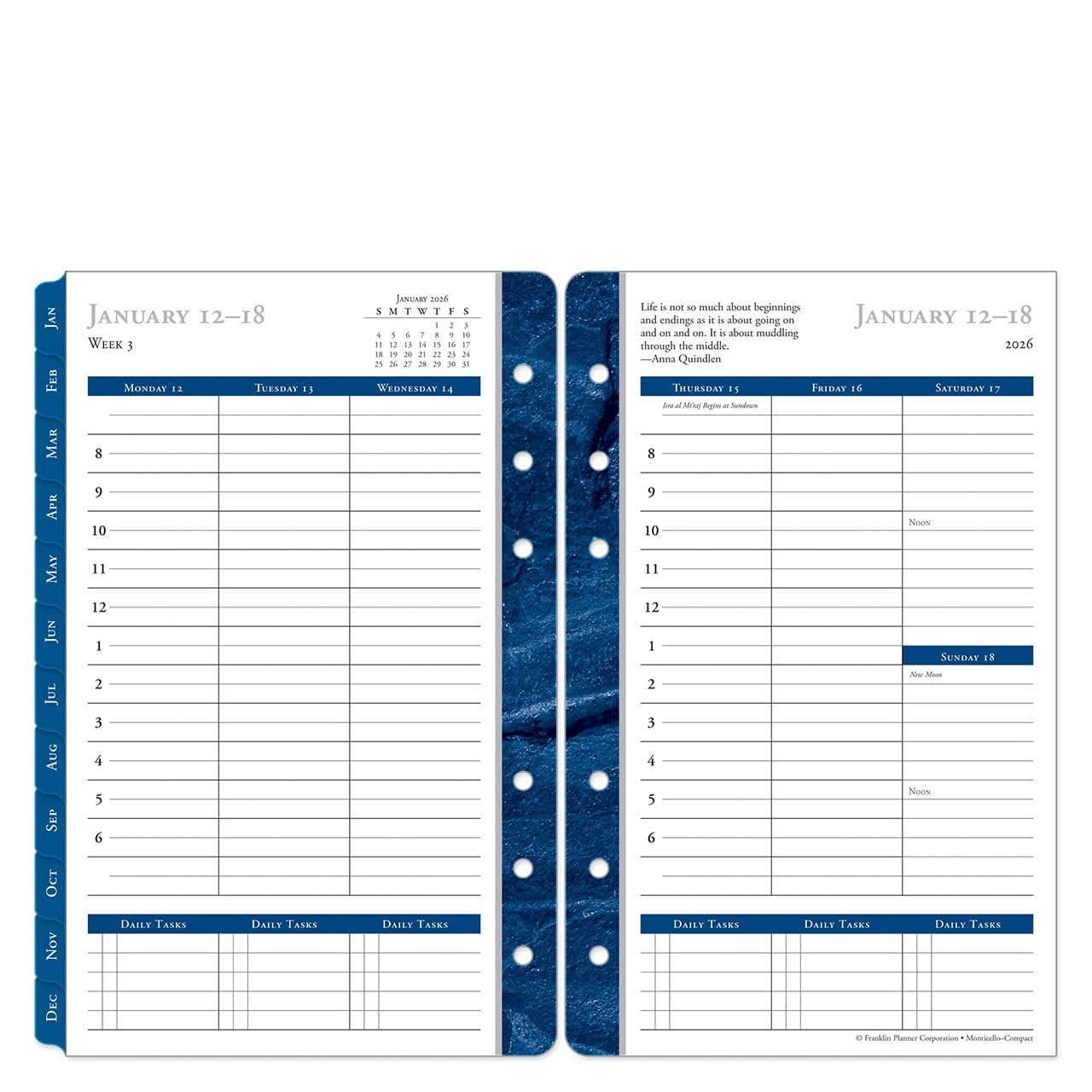 FranklinCovey - Monticello Planner Refill | Weekly Ring-Bound (Compact, Jan 2026 - Dec 2026)