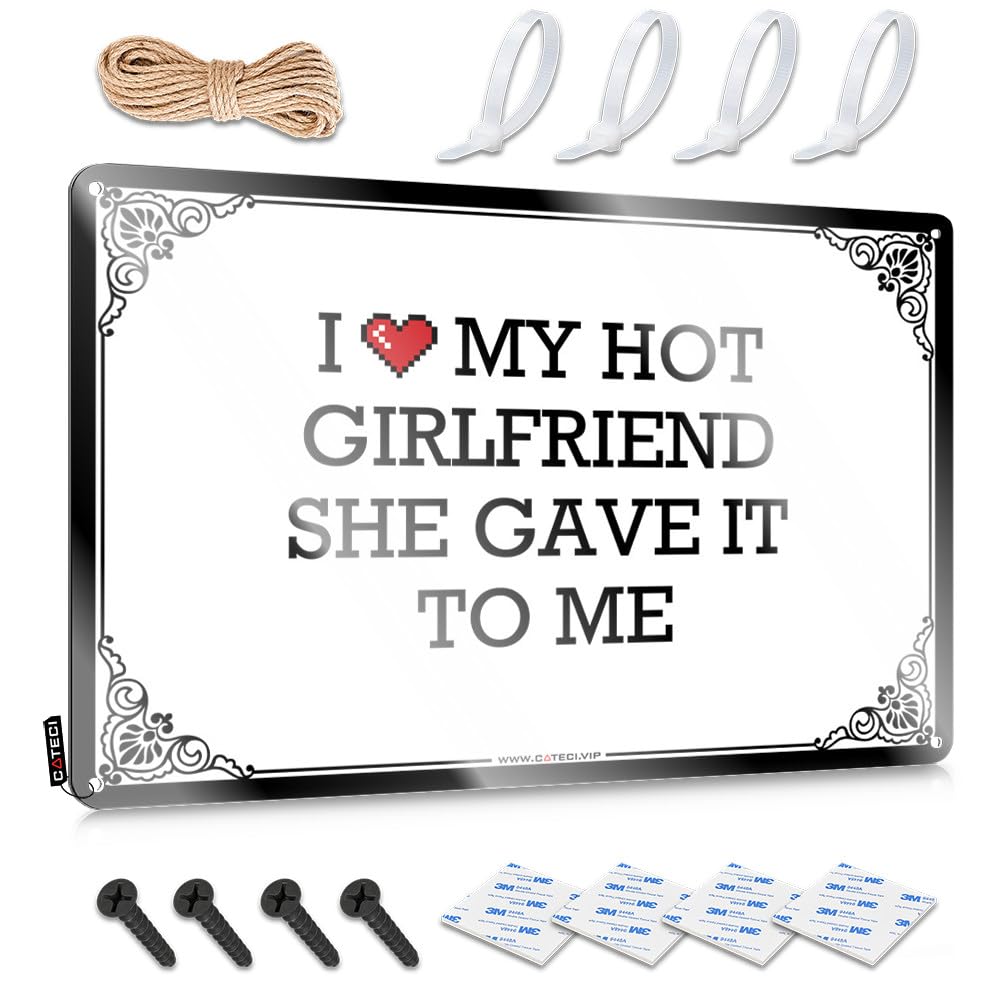 Bar Stuff Decor Decoration | I Love My Hot Girlfriend She Gave It To Me Gorgeous Decorative Wall Art Ready To Hang For Cottage(20X30CM)