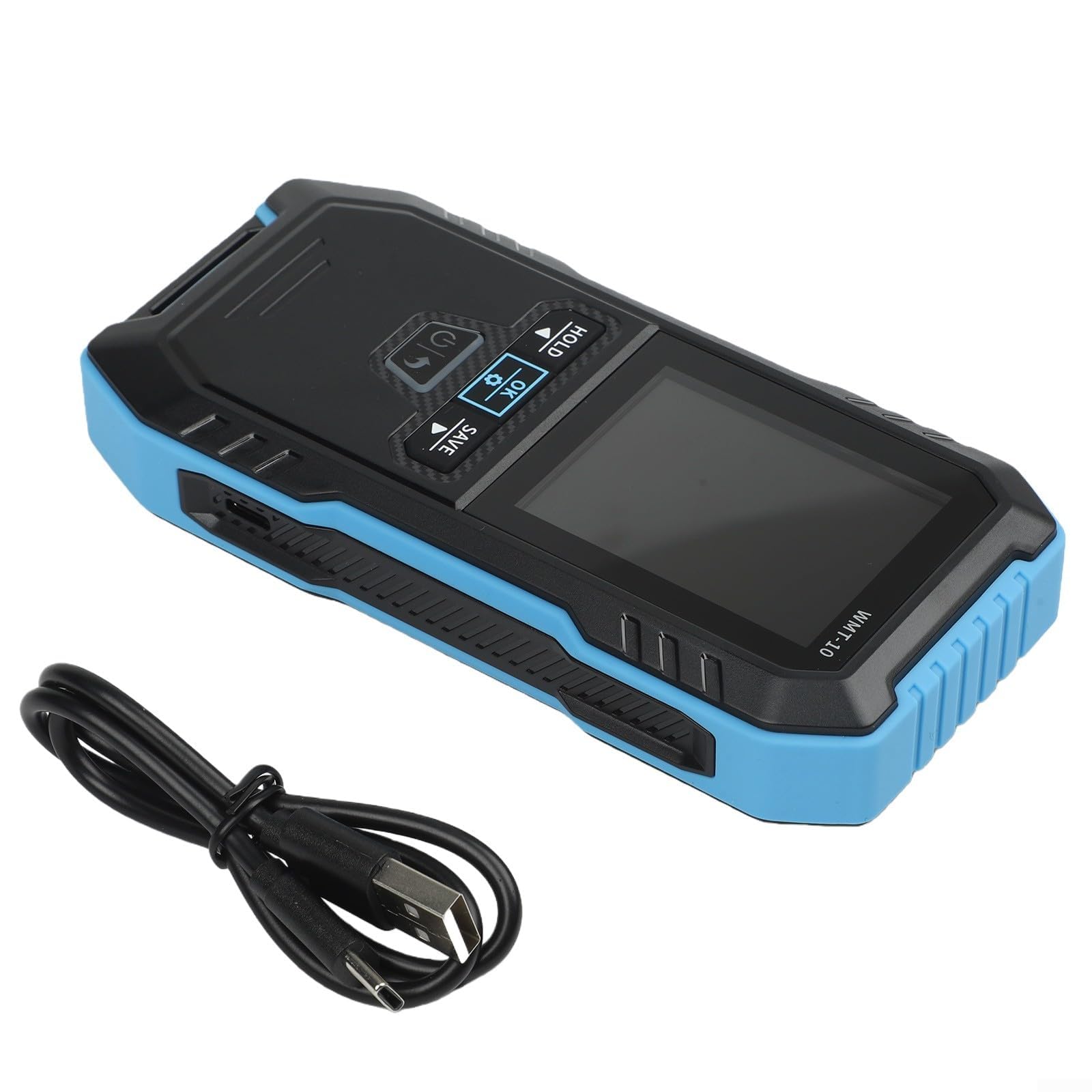 WMT-10 Indukcyjny miernik wilgotności drewna, tester wilgotności 4 w 1 do drewna twardego, miękkiego drewna, tynku i cegieł, kolorowy wyświetlacz 6 cm z alarmem i przechowywaniem danych