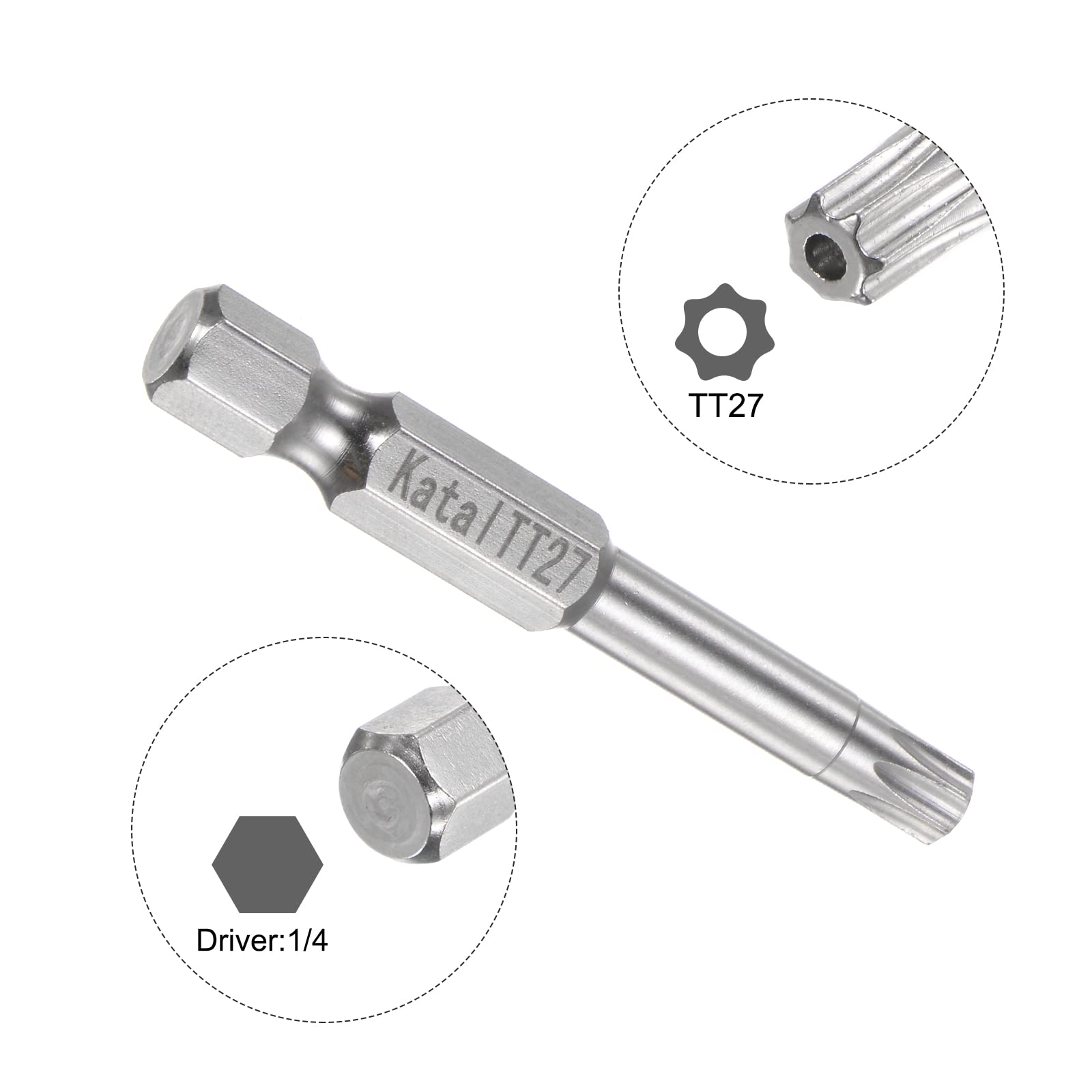 HARFINGTON TT27 Star 7 Point Screwdriver Bit 1/4
