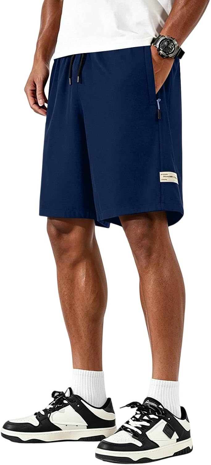 Mens Shorts Cargo Deep Side Utility Pockets Stretch Quick Dry Ripstop Lightweight Comfortable Breathable Elastic Waist Straight Fit Summer Travel Dark Blue Cargo Shorts XS