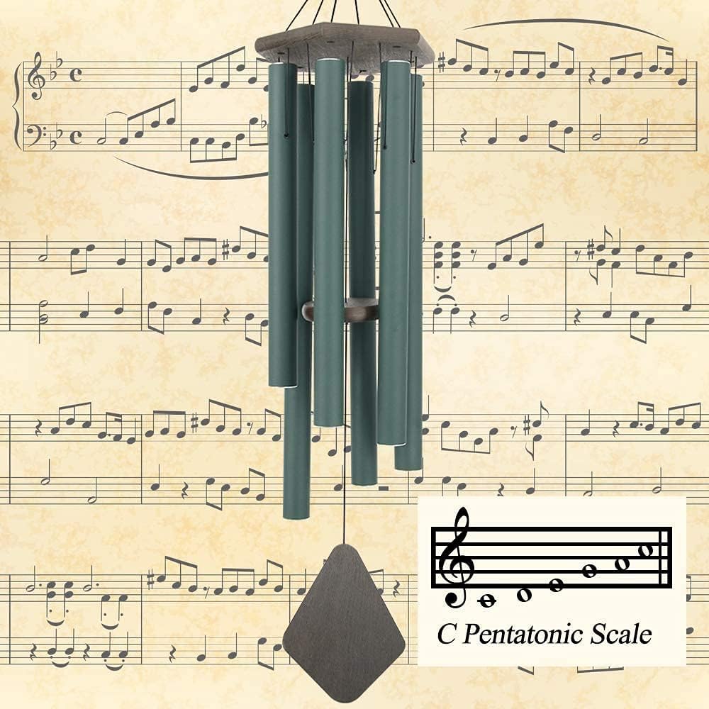 sinfinate Wind Chimes Outdoor Large Deep Tone,42Inch Memorial Wind Chimes with 6 Heavy Tuned Tubes, Sympathy Wind Chimes Gifts, Outdoor Decoration for Your Garden, Patio, Home. (Green) : Patio, Lawn & Garden