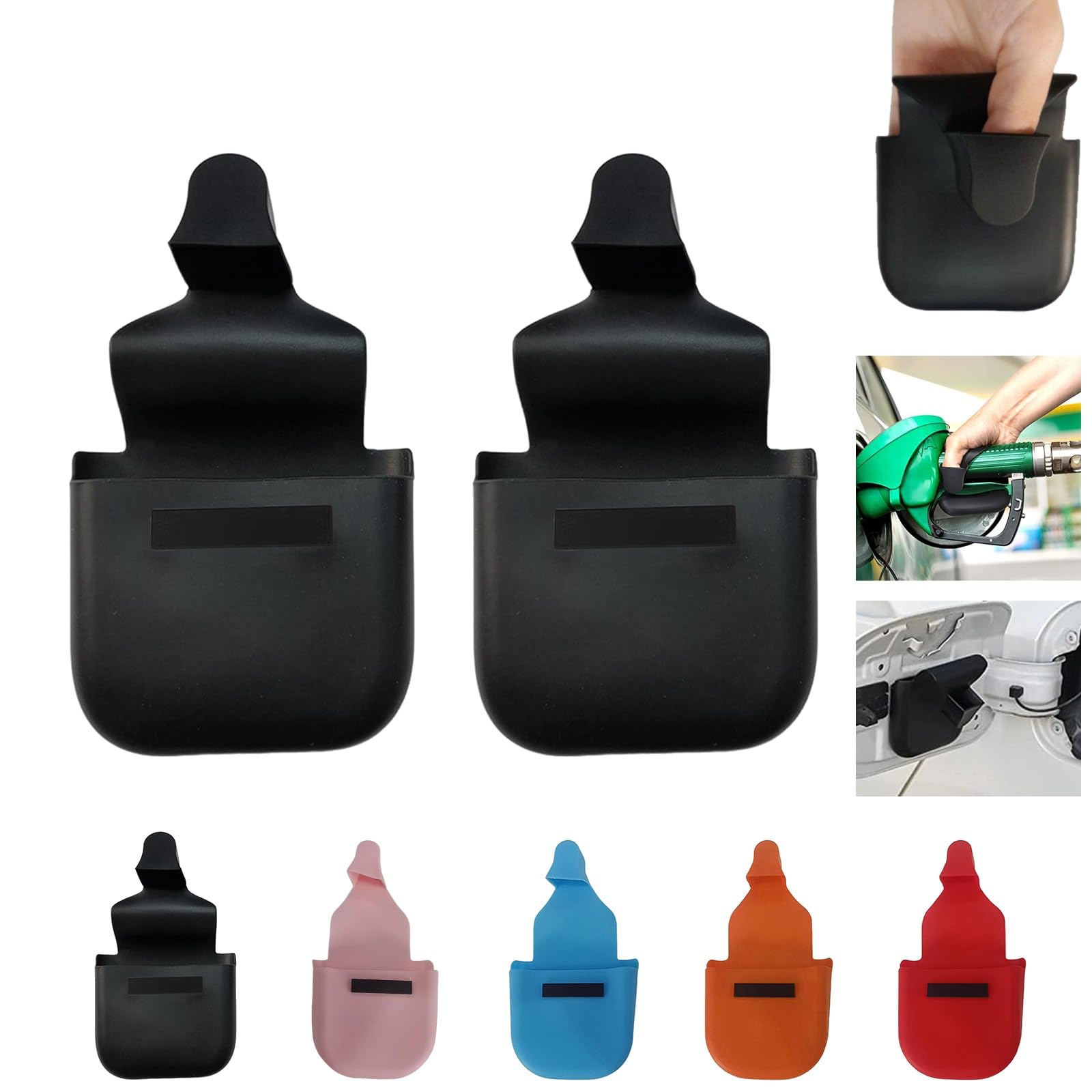 2 Gants Pompe à Essence Silicone Taicols - Noirs, Anti-Dérapants Et Réutilisables
