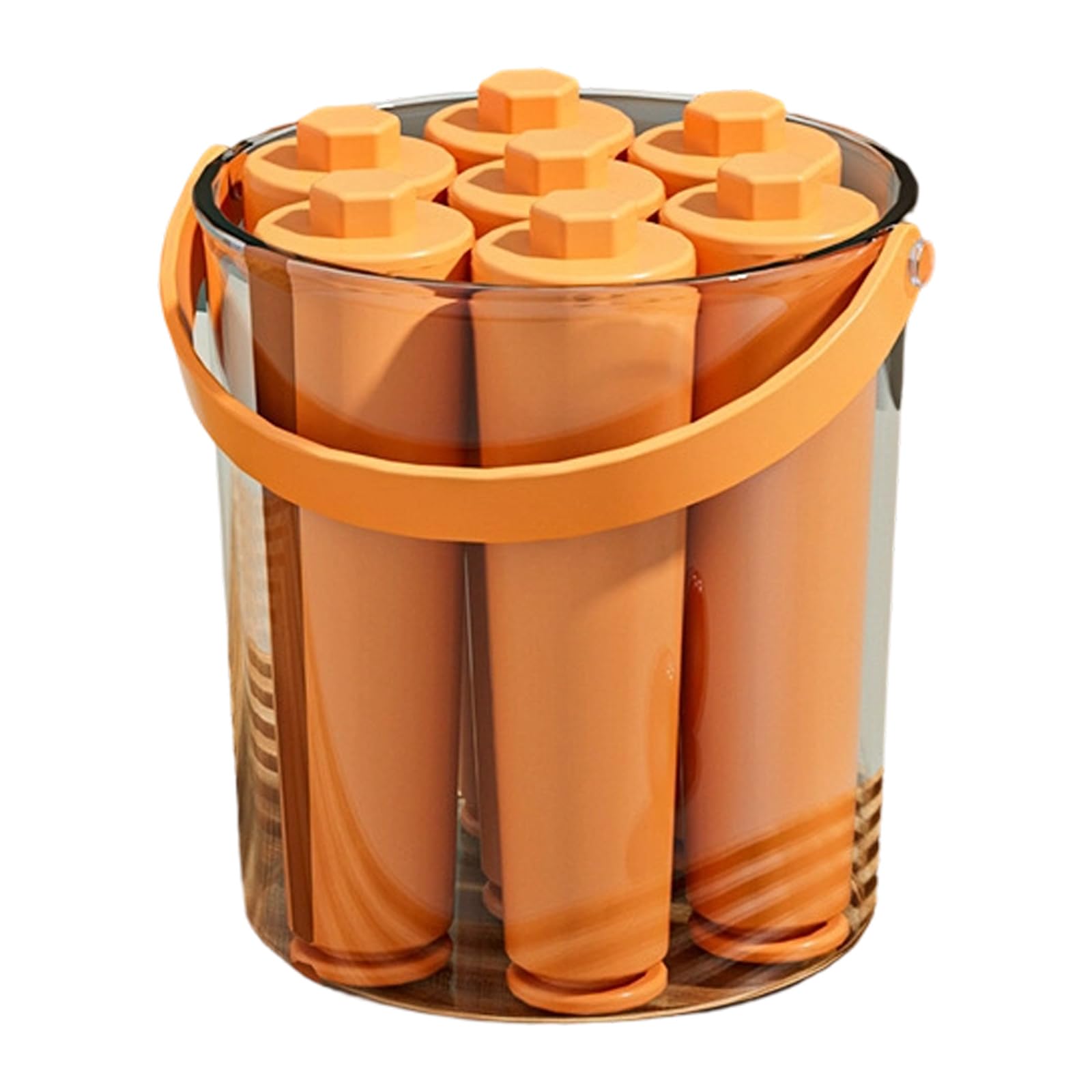 Navna Stick Form Bucket for Drinks with 6 Tube Inserts and Lid Caps, PET Freezer Tray for Cocktails and Beverages Ice Stick Maker Tube Ice Form Drink Chiller Freezer Bucket Tray Bottle Cocktail Drink