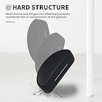 Vista 5 de Estuche de Gafas de Cuero PU de Capa Dura, Estuche Portátil para Gafas de Viaje para Hombres, Mujeres y Niñas para Viaje, Estudio, Trabajo