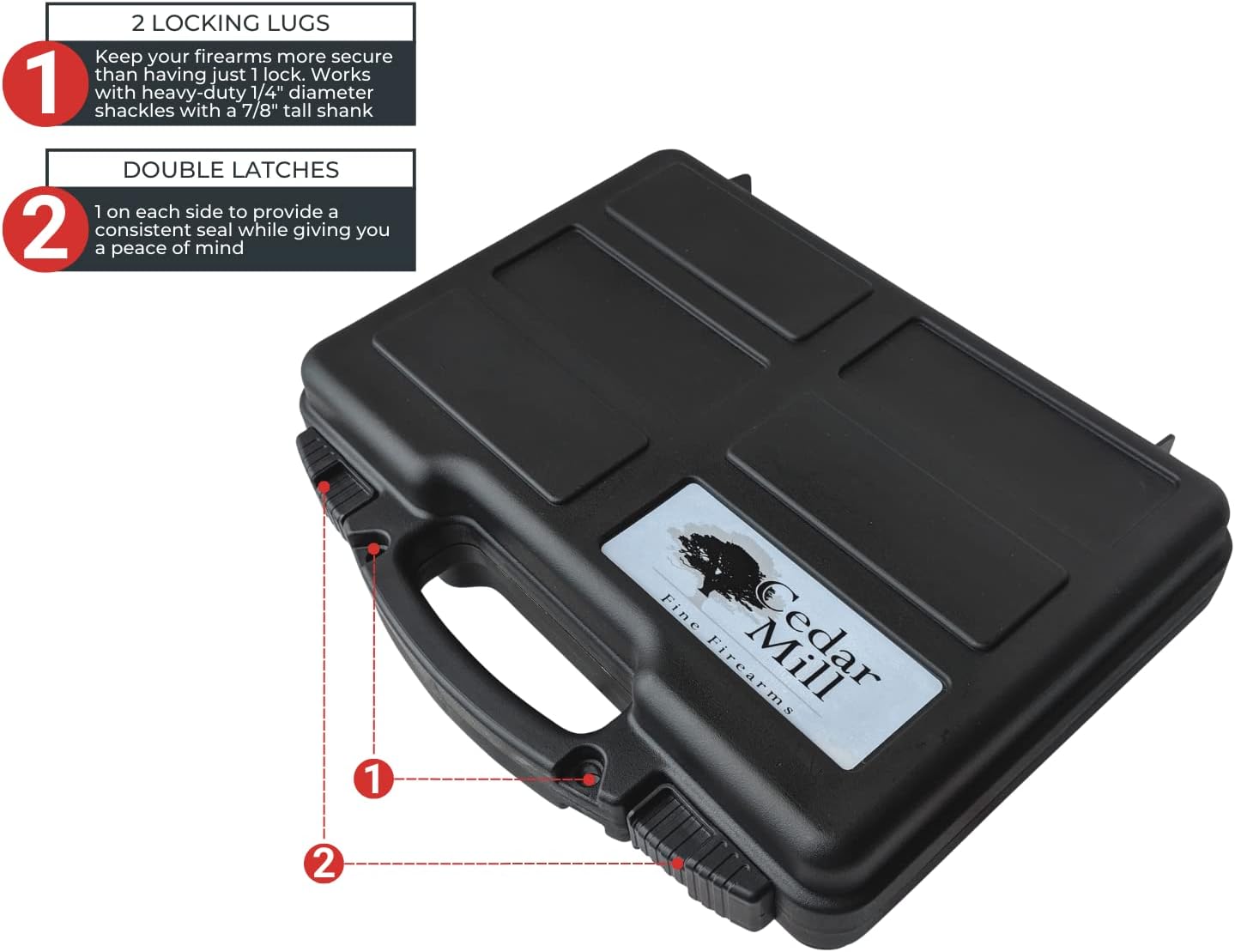 9mm TSA Approved Hard Lockable Gun Case for Pistol Revolver and Handgun - 12.3” inches x 10.5” Airline Compliant Locking & TSA Approved Protective Rubber Sleeve & Cut-Resistant MonoShaft Tactical Gun