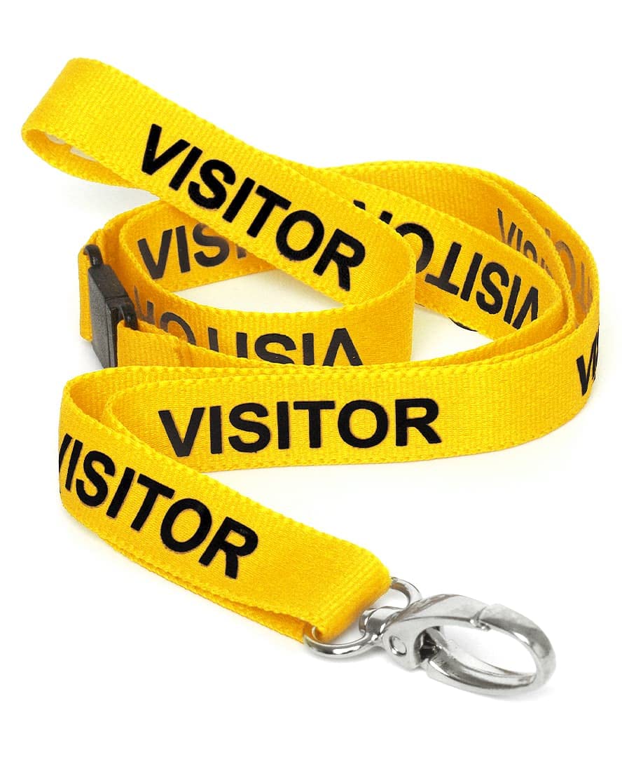 CKB LTD Visitor LANYARDS Breakaway Safety Lanyard Neck Strap Swivel Metal Clip for ID Card Holder - Pull Quick Release Design (Yellow, Pack of 50)