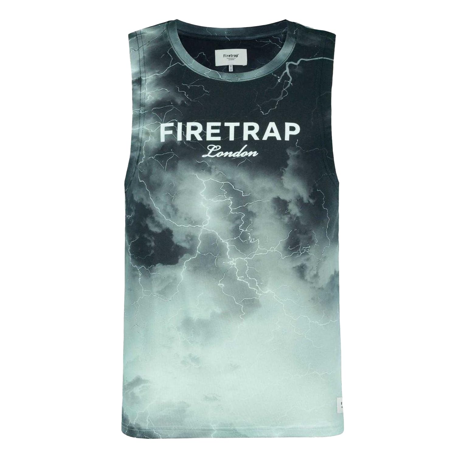 Firetrap Men's Dark Lightening Sub Lightning Print Cotton Muscle Vest
