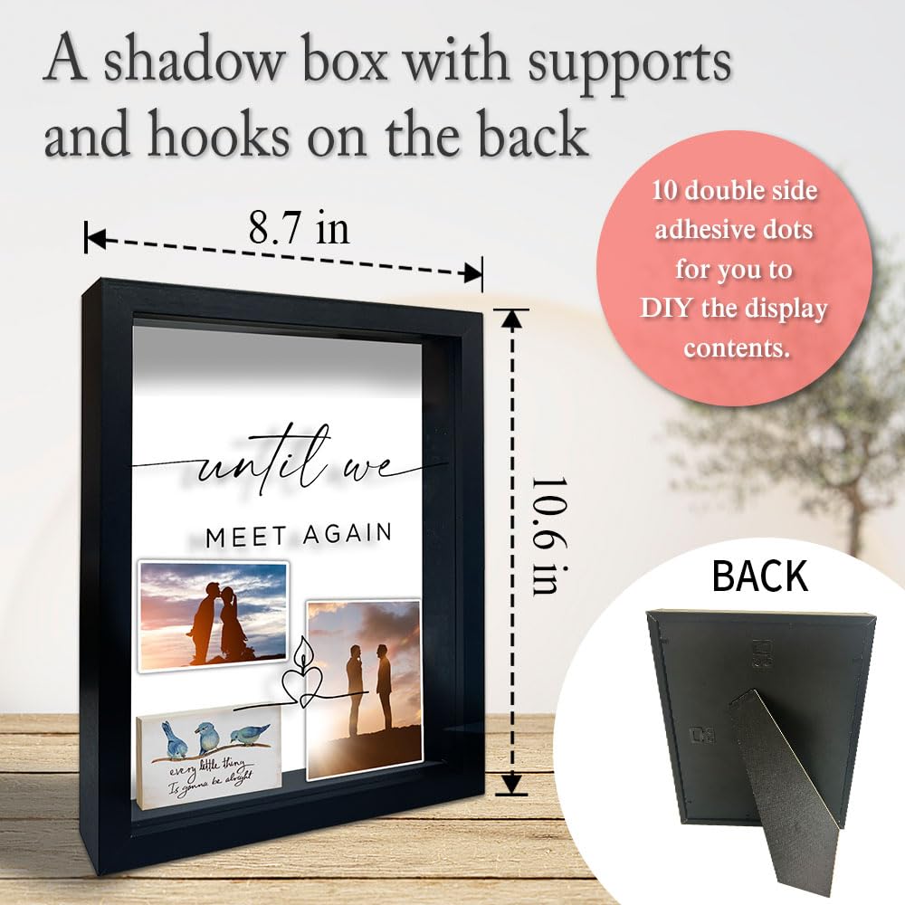 Memorial Shadow Box Frame, Sympathy Shadow Box with 10 DIY Adhesive Dots , Large Shadow Box Display Case for Tabletop and Wall Display, Memory Display Case (10.6