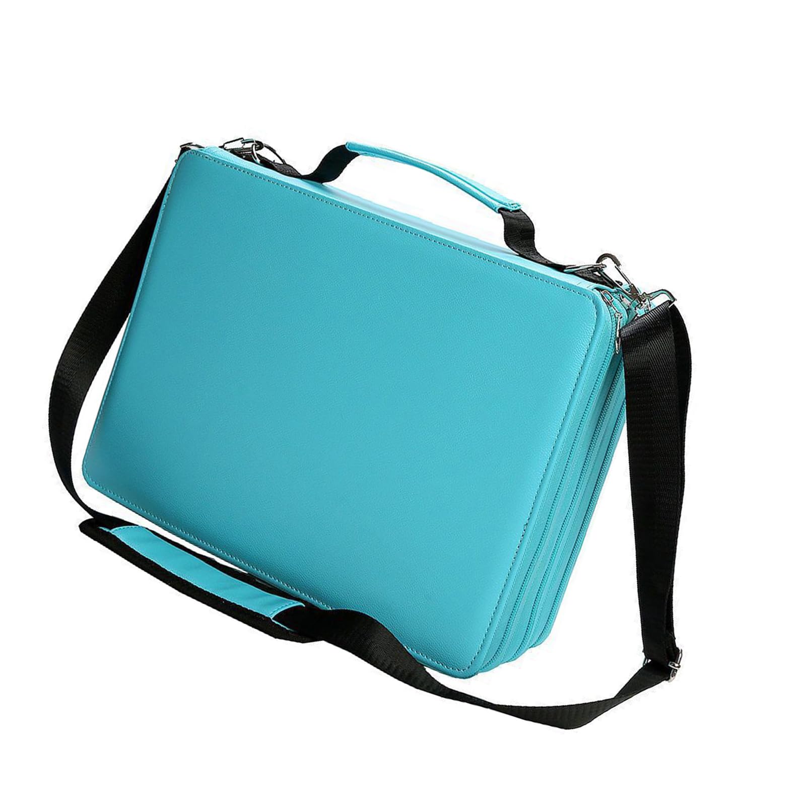 168/224 slot grande custodia in pelle per pennarelli con tracolla multistrato, borsa per il trasporto di penne organizer per penne resistenti, Verde, 168 holes