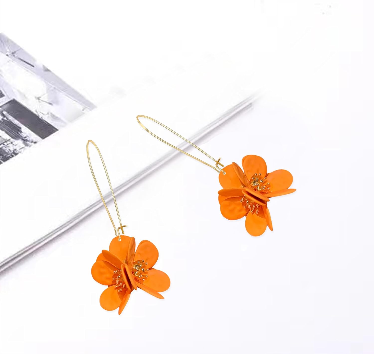YUNXI Flower Cluster Hoop Earrings for Women Unique Handmade Floral Cute and Fun Flower Dangle Earrings for Women Gifts - Image 5