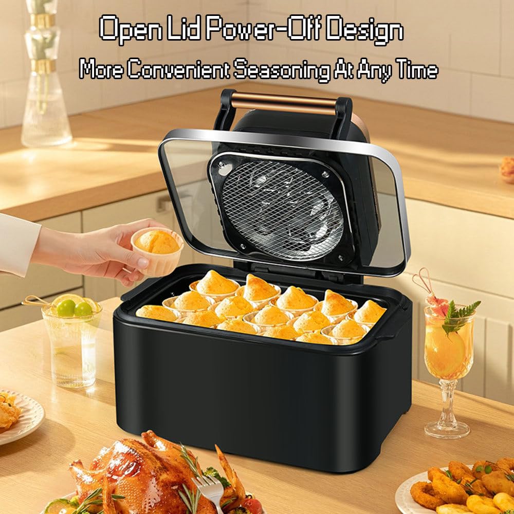 Frytkownica Powietrzna, 12l Visual Air Fryer, 1700w Smart Oven Z Cyfrowym Ekranem Dotykowym, Frytkownica BeztłUszczowa, Regulowany Czas I Temperatura,White