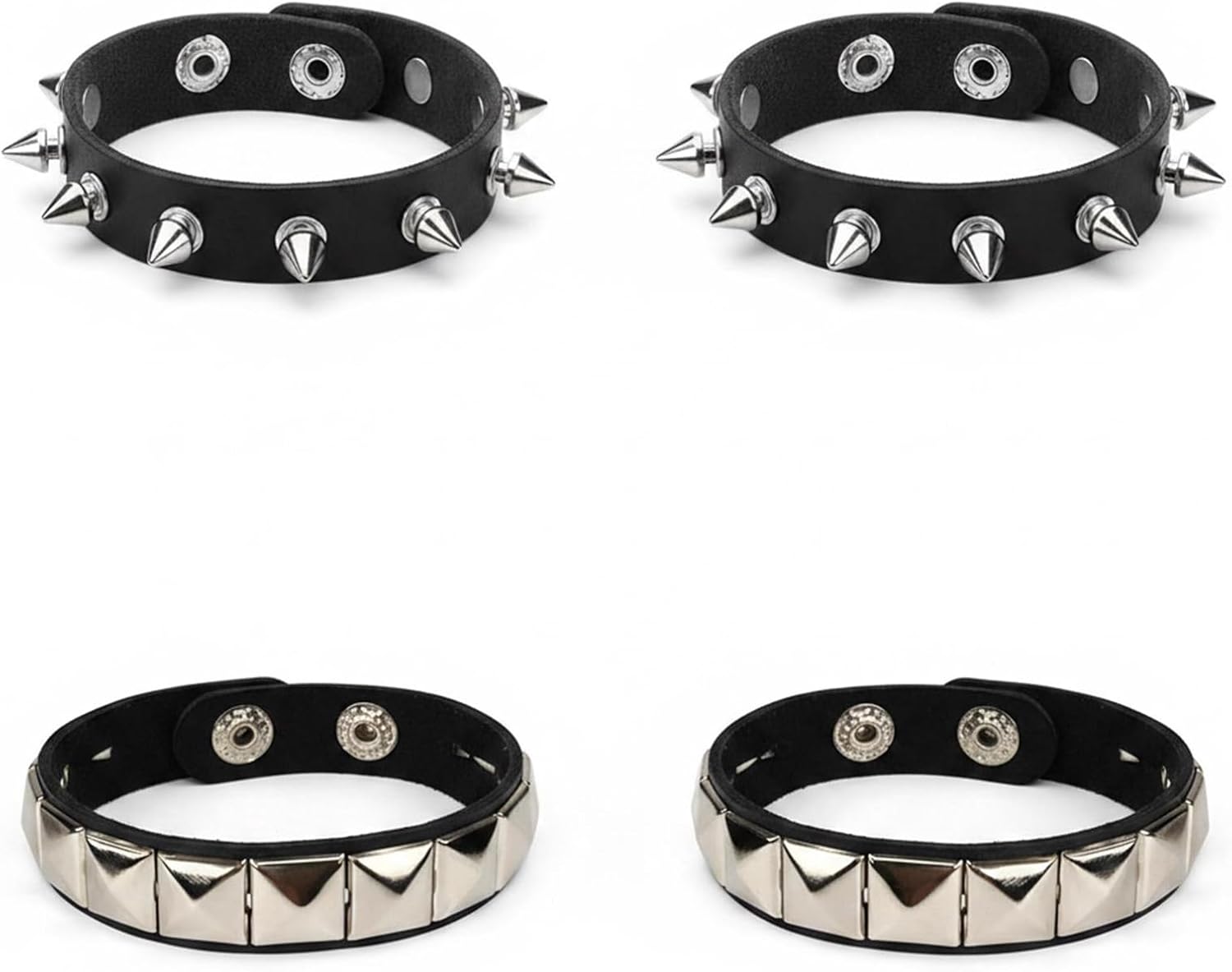 Punk Rock Studded Bracelet Set Spiked Leather Cuff Bracelet