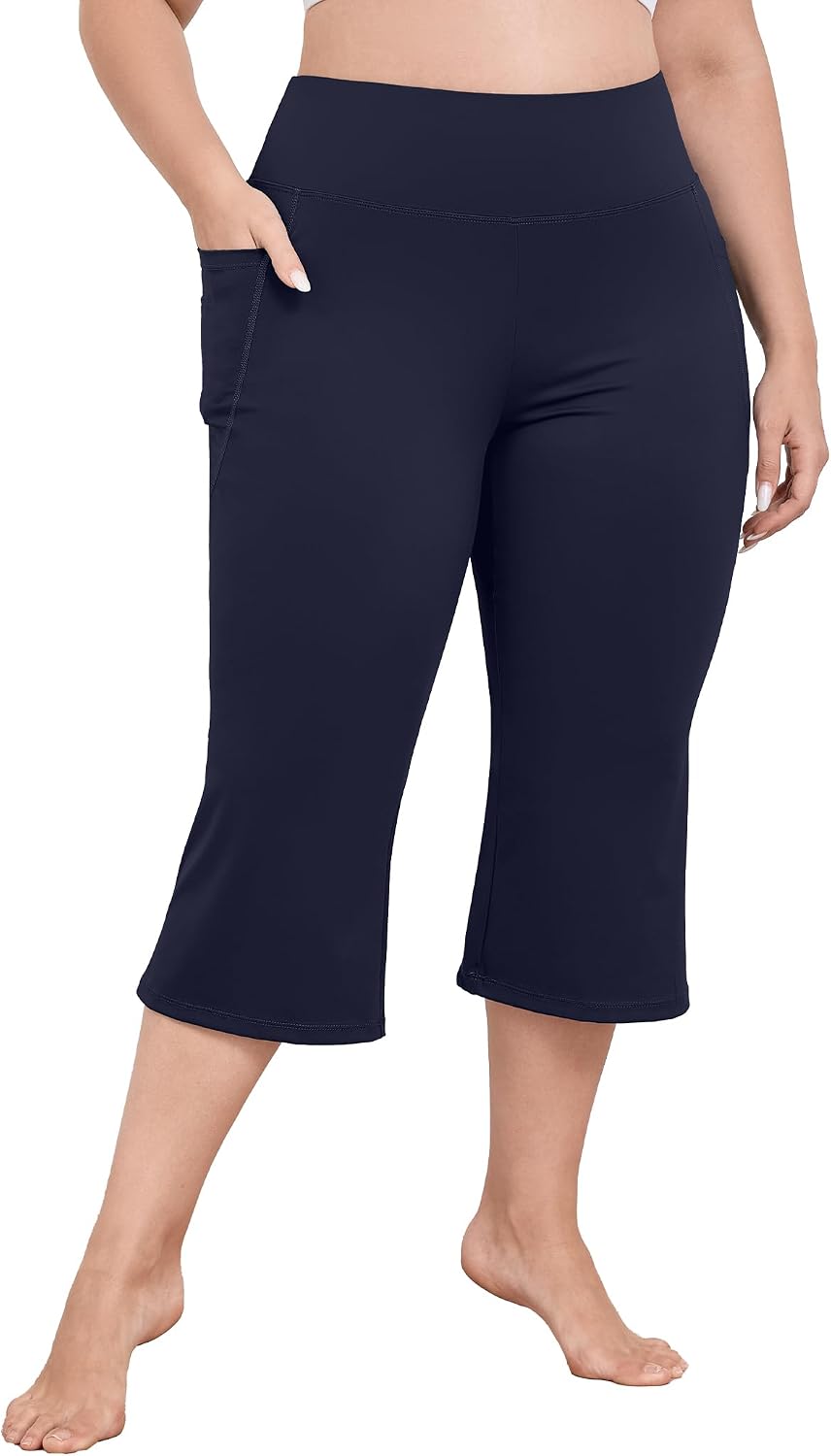 FOREYOND Plus Size Flare Capri Yoga Leggings for Women