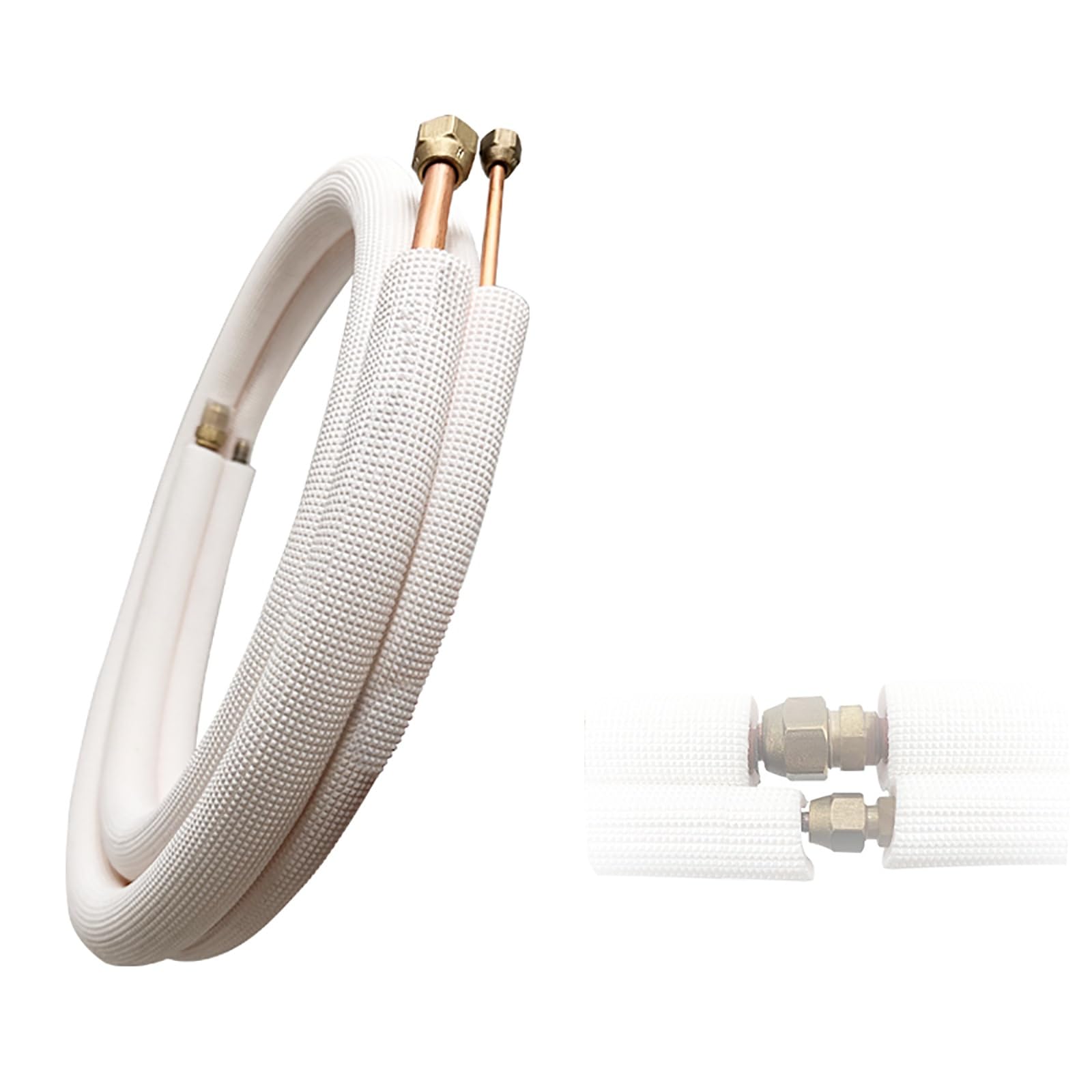 Tubo aislado para aire acondicionado, 6 mm x 10 mm x 200 cm, tubo dividido de doble bobina, no necesita soldadura, protección térmica duradera para tuberías de cobre