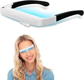 Light Therapy Glasses, Blue-White UV-Free Light Therapy, Portable Daylight, Wearable Sunlight, Boost Energy, Relief for Sleep Problems, Jet Lag, Equivalent to 10000 Lux