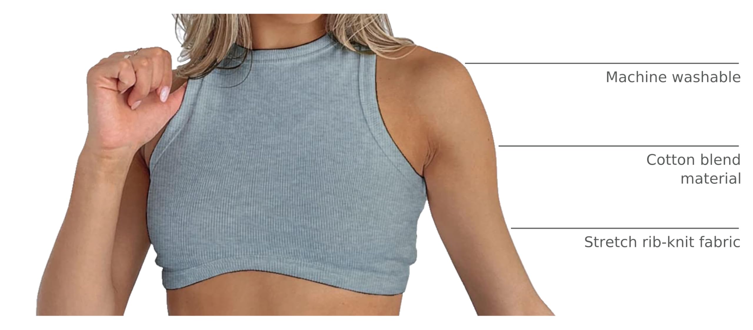 Abardsion Women's Crew Neck Racerback Knit Ribbed Basic Sleeveless Crop Tank Tops: Medium Grey