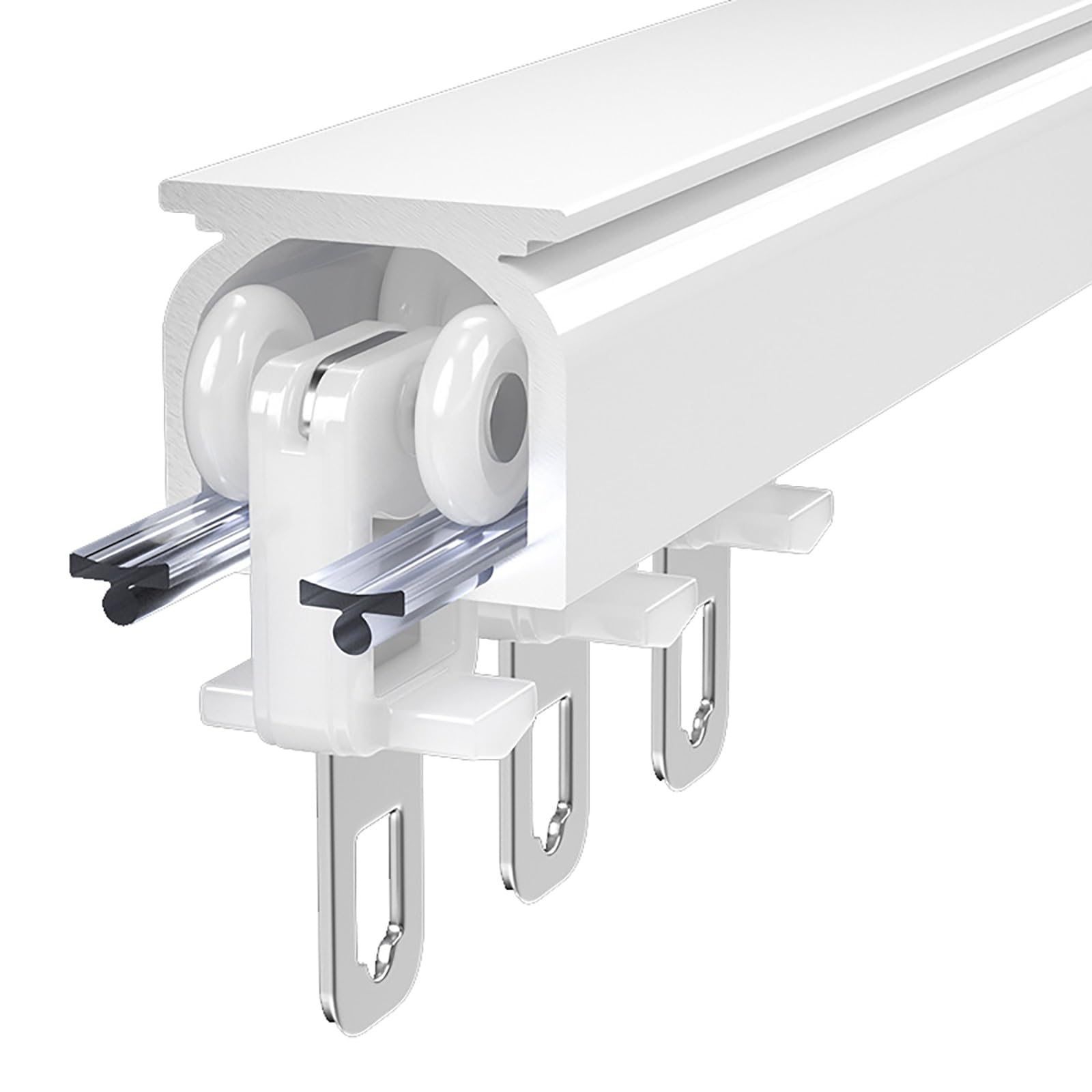 Wytrzymały system szyn do zasłon – regulowane 50–600 cm aluminiowe pręty do montażu na suficie/ścianie do dzielenia pokoju, przegrody w domu i biurze, białe, średnica 24 mm
