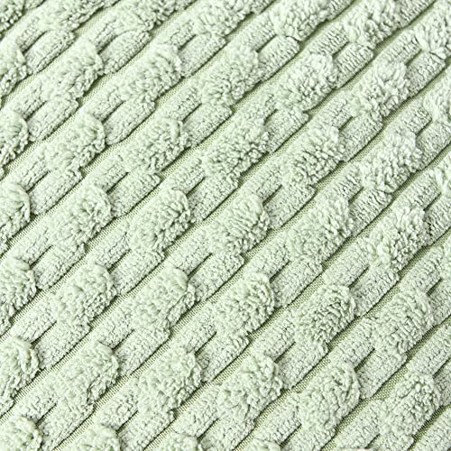 Fancy Homi Set Of 2 Sage Green Decorative Throw Pillow Covers 18X18 Inch With Pom-Poms For Couch Bed Sofa, Modern Farmhouse Boho Home Decor, Soft Plush Corduroy Cute Cushion Case 45X45 Cm #TOP5