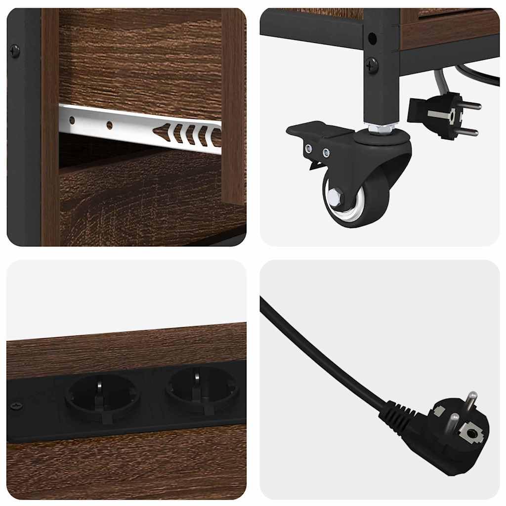 Büroschrank mit integrierter Ladestation und Regalen in Braun Eichen-Optik 76 x 41 x 72 cm – Ladeschrank für effiziente Büroorganisation und Aufbewahrung