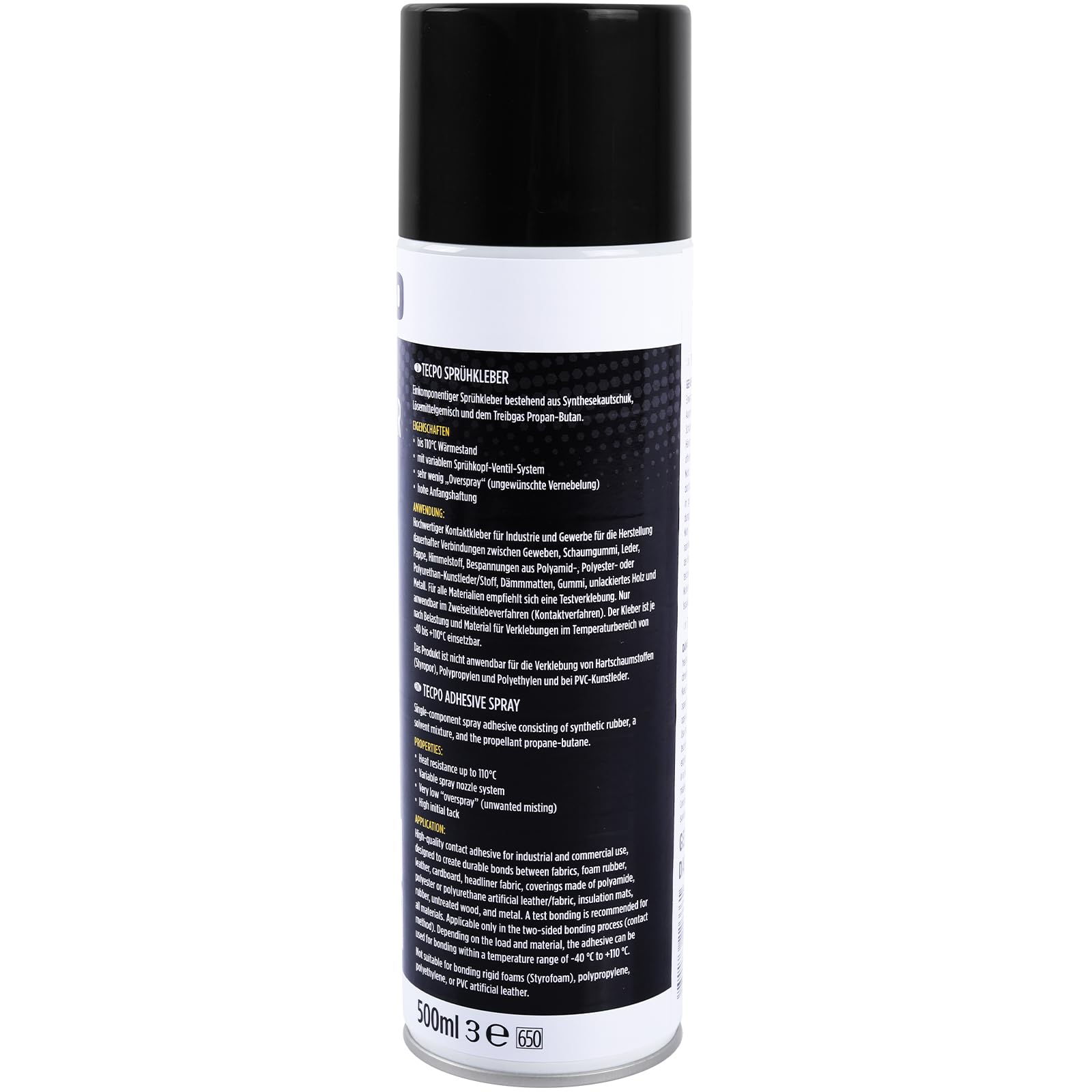 TECPO Lot de 12 sprays de colle 1K pour mousse de ciel de toit, ciel nuageux et panneaux acoustiques, transparent, résistant à la chaleur jusqu'à 110 °C, 500 ml