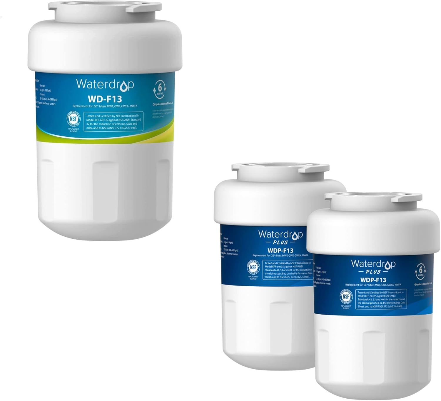 Waterdrop MWF Refrigerator Water Filter, Replacement for GE® MWF, MWFINT, MWFP, MWFA