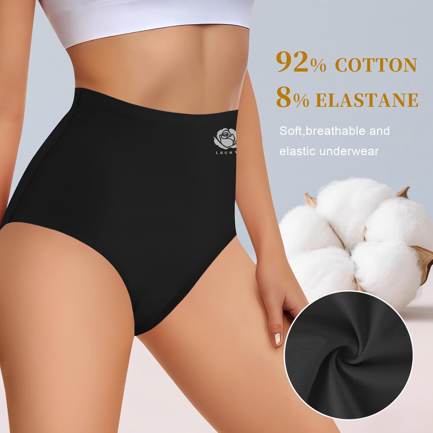 Cotton Underwear for Women High Waist Soft Breathable Full Coverage Brief Stretch Ladies Panties Multipack,S-XXL - Image 3