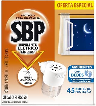Repelente Elétrico Líquido SBP 45 Noites Novo Aparelho + Refil
