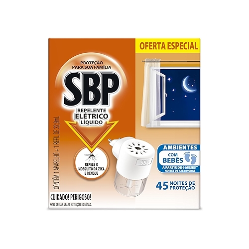 Repelente Elétrico Líquido SBP 45 Noites Novo Aparelho + Refil Repelente Elétrico Líquido SBP 45 Noites Novo Aparelho + Refil